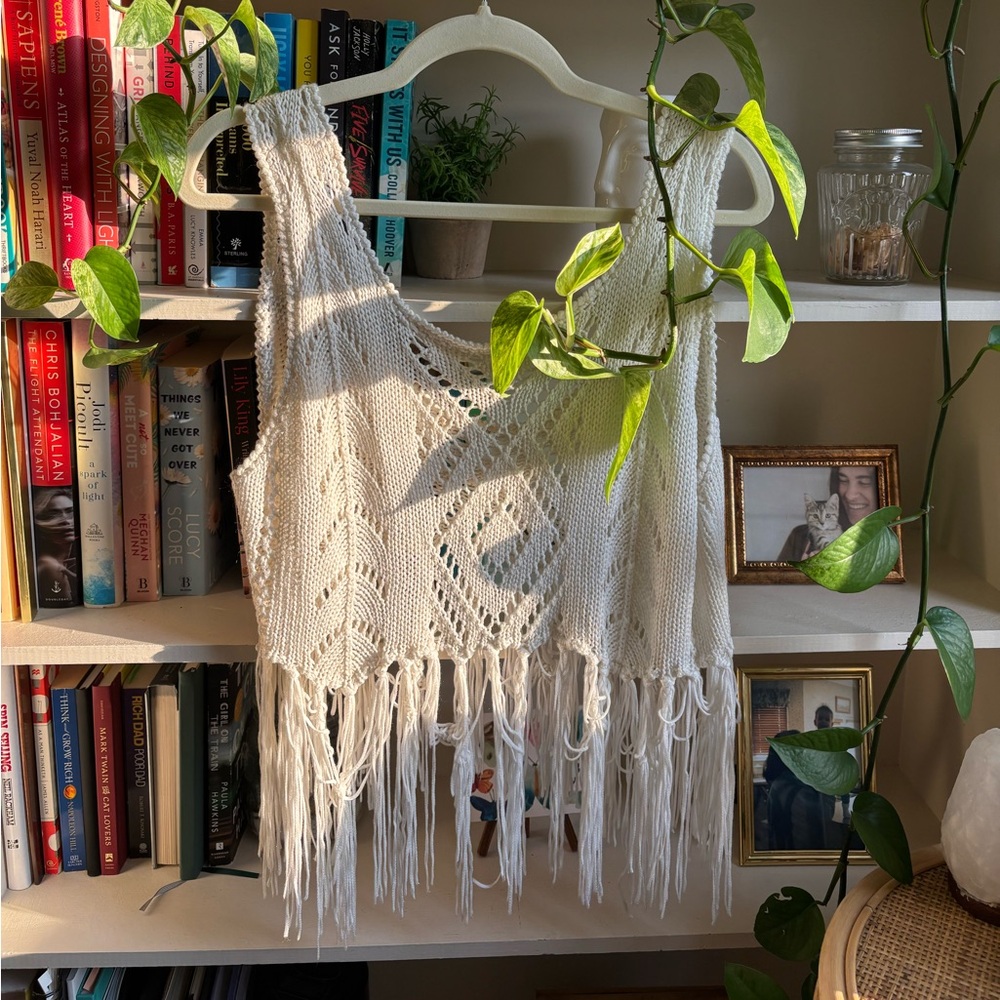 Haute Society White Fringe Tank Top